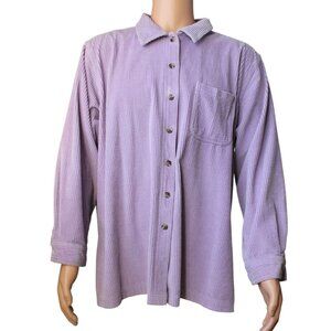 L.L. Bean Womens Corduroy Button Down Shirt 2XL Purple 100% Cotton